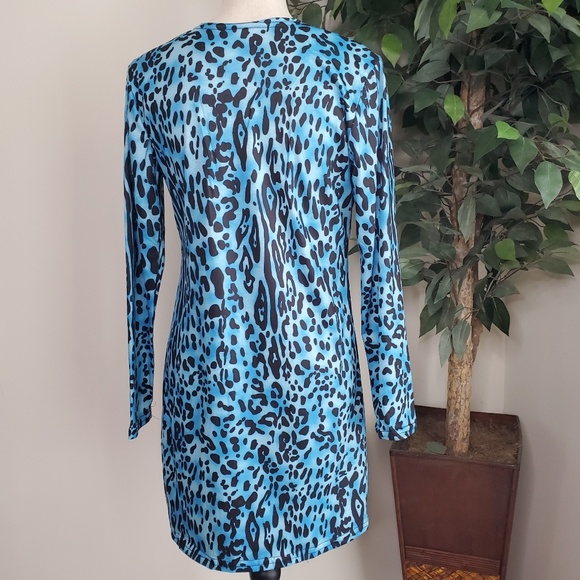 New! Blue Leopard Print Kimino Cardigan - Picture 5 of 5